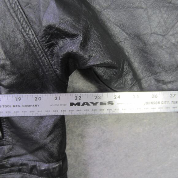 Laurence Roy Leather Jacket Mens Small Black Long Car Coat Snap Zip Pockets - Picture 7 of 9